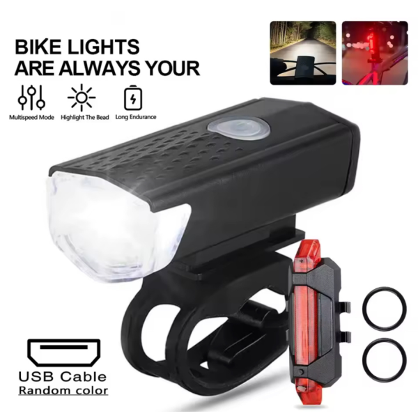 Ensemble de Phare/Feux de vélo rechargeable USB