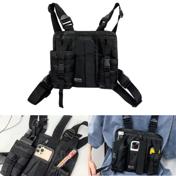 Sac poitrine + SUPPORT Téléphone (Noir)